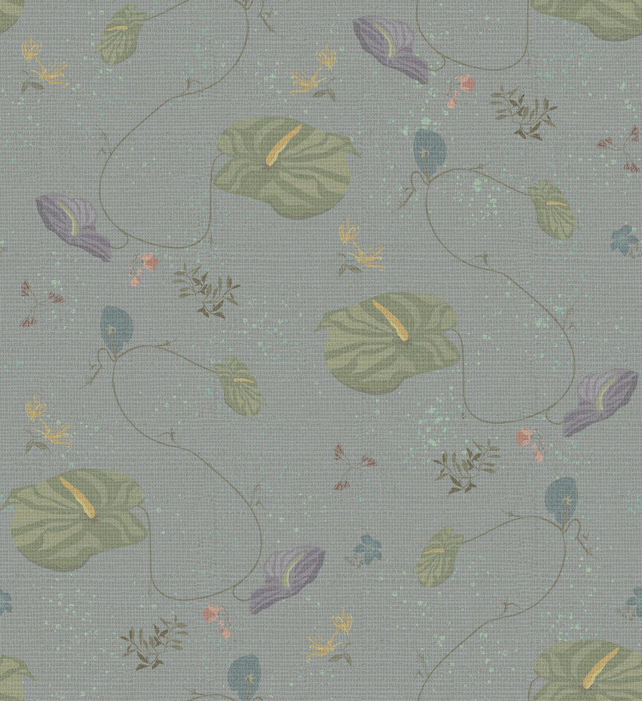 New! Anthurium Waltz Grasscloth Multi Wallpaper in Victoria