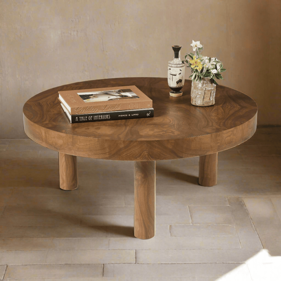 Furniture Collection styling ideas with Carlton Coffee Table in Vintage Burl Wood by August Abode