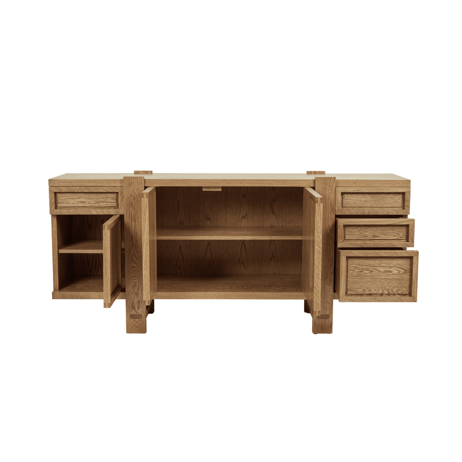 Furniture Collection styling ideas with Lake Sideboard in Summer Aged White Oak by August Abode