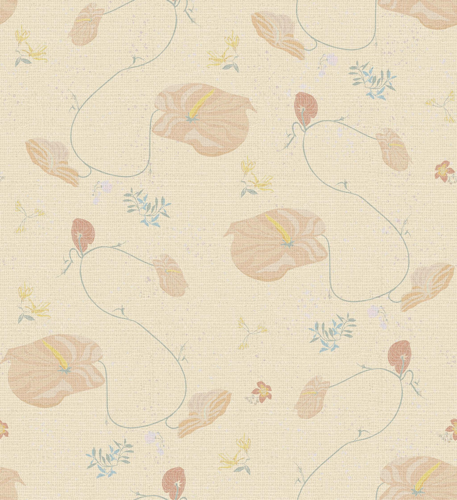 New! Anthurium Waltz Grasscloth Multi Wallpaper in Collins