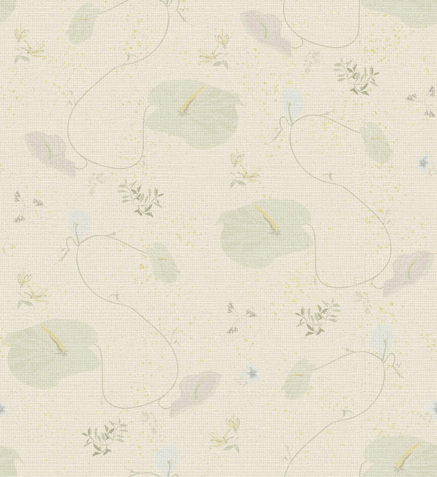 New! Anthurium Waltz Grasscloth Multi Wallpaper in Seabright