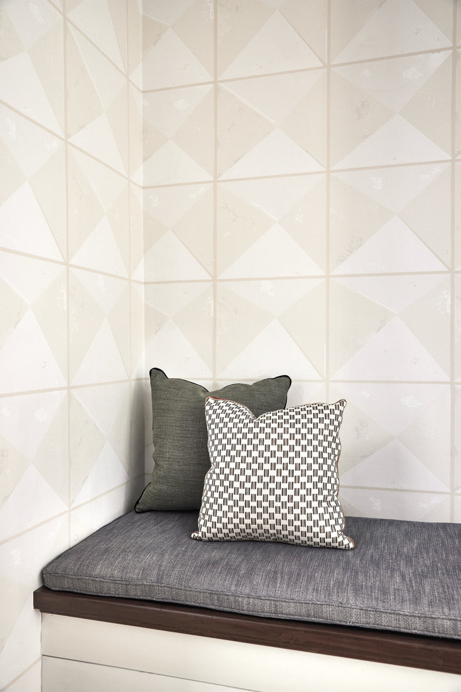 Wallcovering styling ideas with Modern Stone Hand Screened Wallpaper in Ecru by August Abode