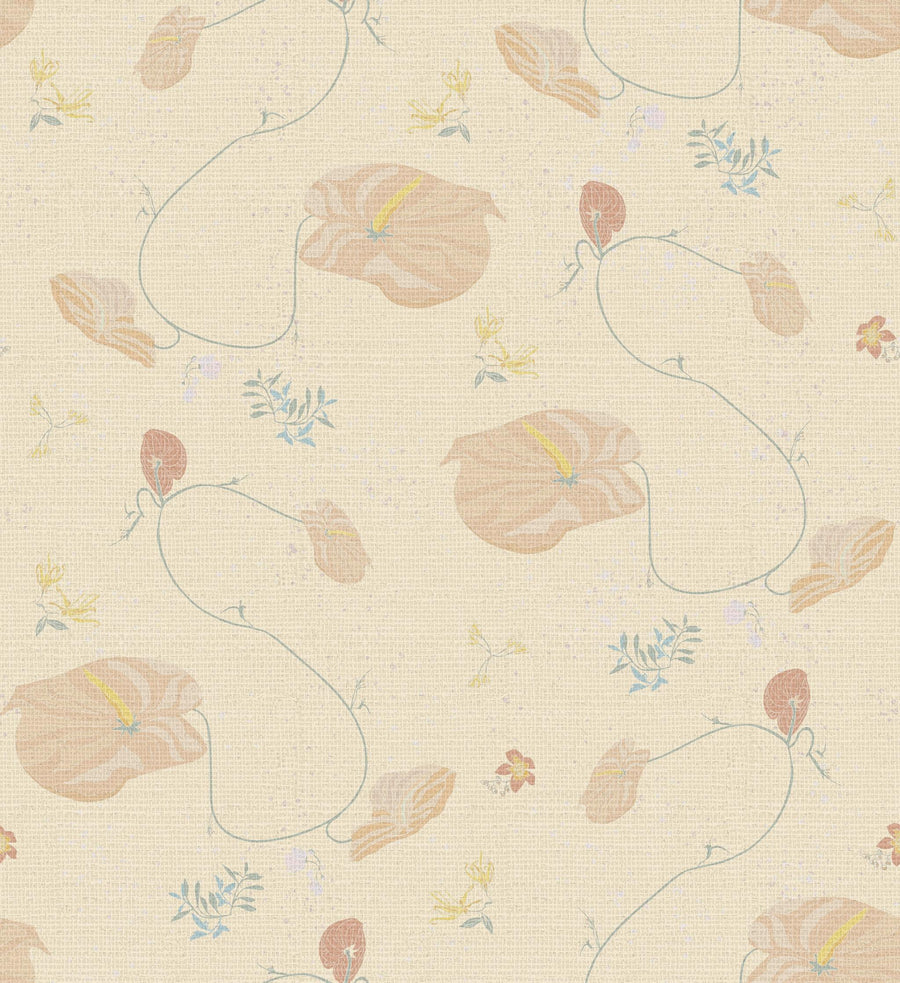 Wallcovering styling ideas with New! Anthurium Waltz Grasscloth Multi Wallpaper in Collins by August Abode